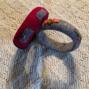 Lot of (2) felted wool bangle bracelets boho